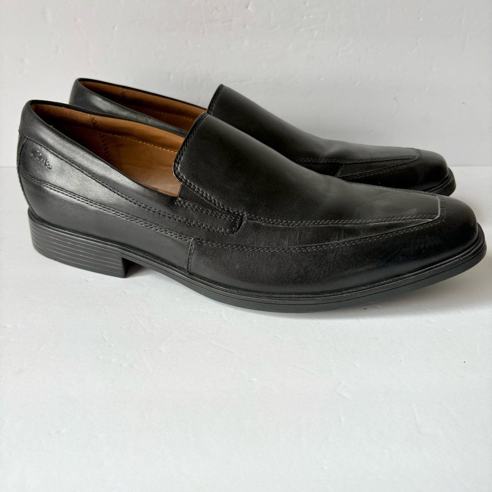 Clarks Mens‎ Black Leather Tilden Free Loafers Shoes